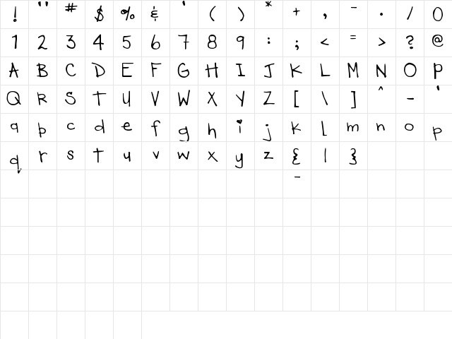 DJB Heart of Dixi Regular Character Map