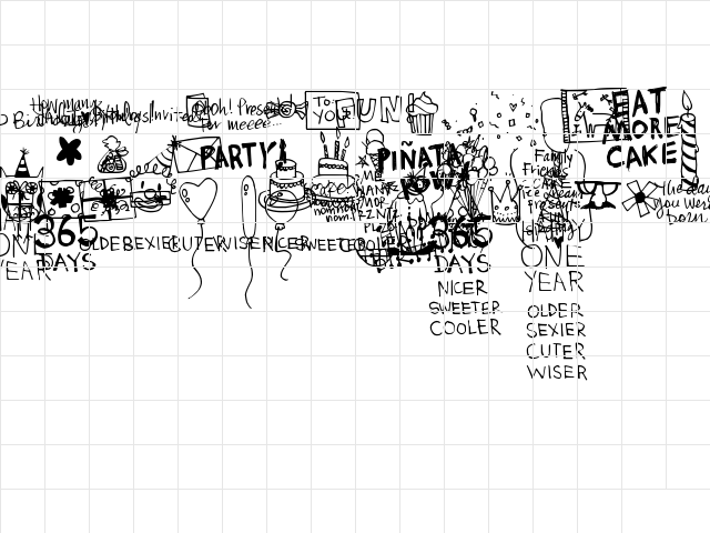 DJB It's My Birthday Regular Character Map