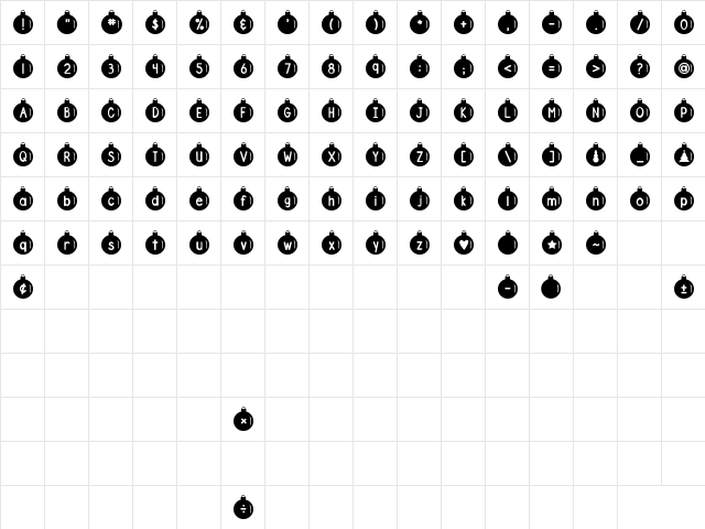 DJB Ornamental 2 Regular Character Map