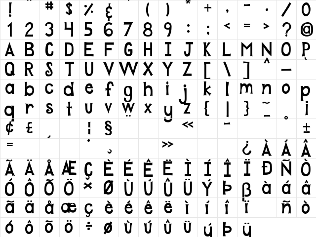 DJB Play Misty for Me Regular Character Map DJB Play Misty for Me Regular Character Map