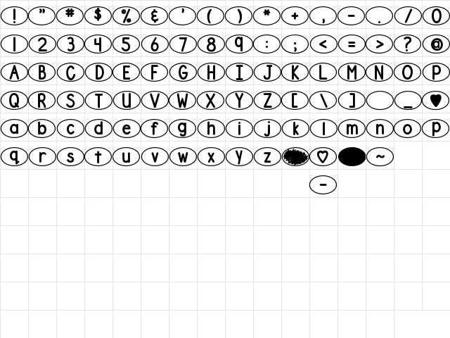 DJB Standardized Test Oval 2 Regular Character Map DJB Standardized Test Oval 2 Regular Character Map