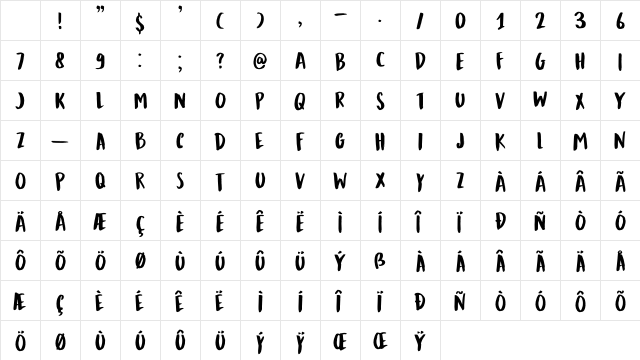 DK Mandarin Whispers Regular Character Map DK Mandarin Whispers Regular Character Map