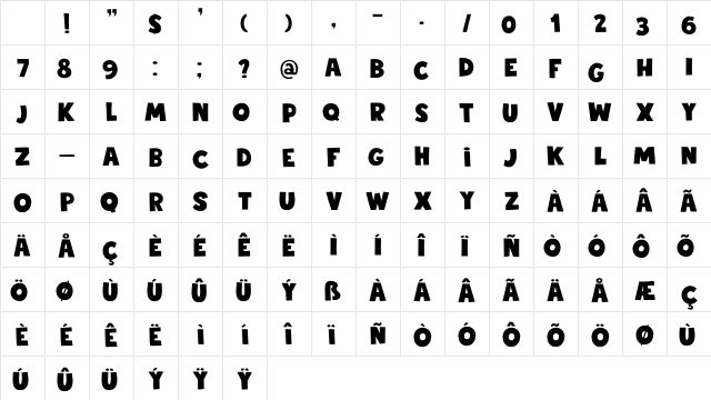 DK Sticky Toffee Regular Character Map DK Sticky Toffee Regular Character Map