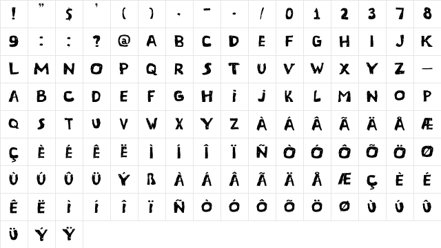 DK Terpentijn Regular Character Map