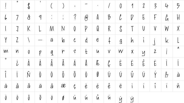 DK Andorra Script Regular Character Map DK Andorra Script Regular Character Map