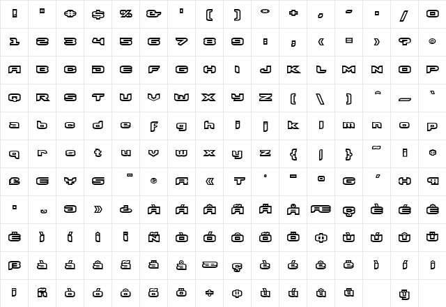 Megahertz Regular Character Map