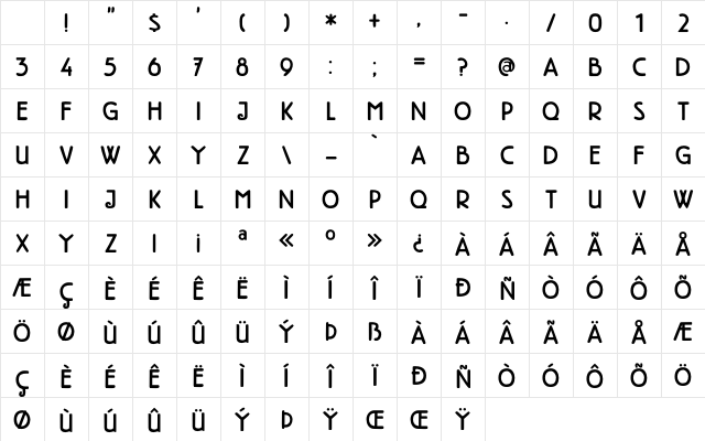 DK High Tea Regular Character Map DK High Tea Regular Character Map