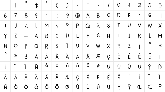 DK New Beginnings Regular Character Map DK New Beginnings Regular Character Map