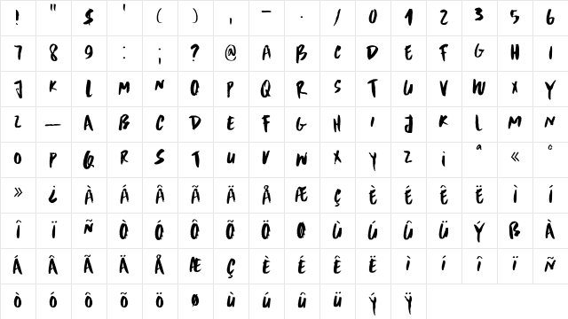 DK Scrawny Cat Regular Character Map DK Scrawny Cat Regular Character Map