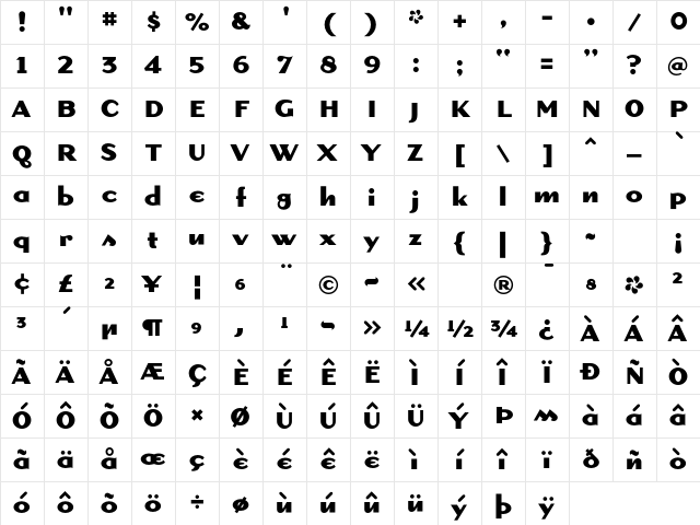 Dogma Bold Character Map