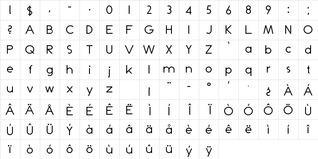 Dominik Regular Character Map Dominik Regular Character Map