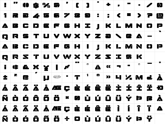 Domino Jack Expanded Expanded Character Map