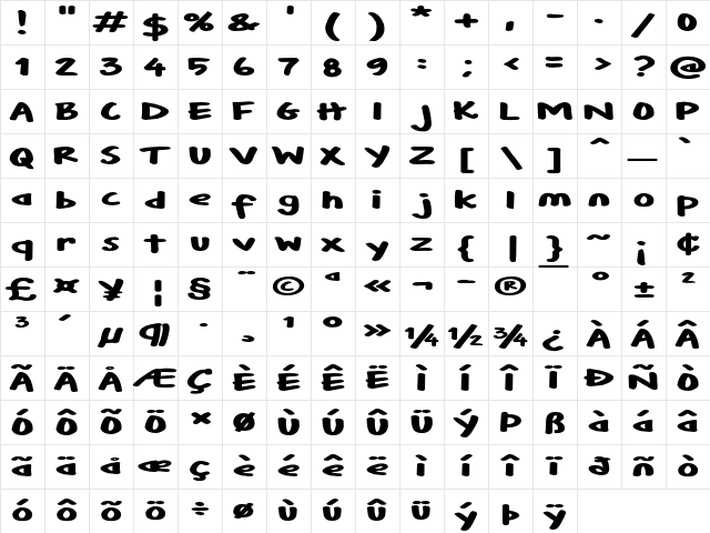 Dorolla Extra-expanded Bold Character Map Dorolla Extra-expanded Bold Character Map