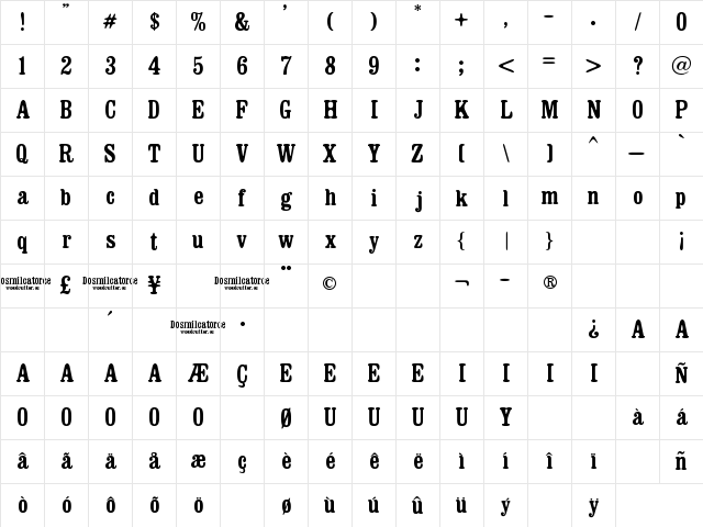 Dosmilcatorce Regular Character Map
