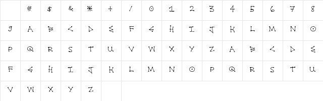 DotLine Regular Character Map