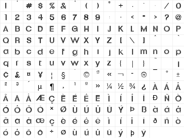 Downtown Normal Character Map