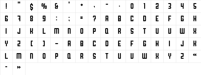 Downtown Regular Character Map