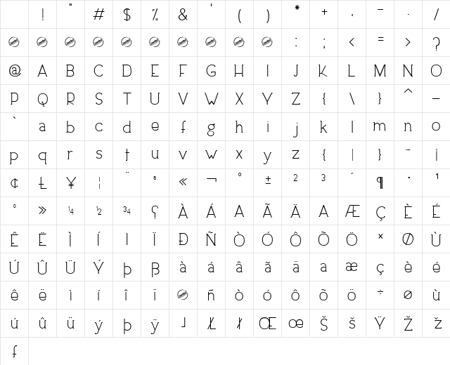 Downtown Elegance Regular Character Map Downtown Elegance Regular Character Map