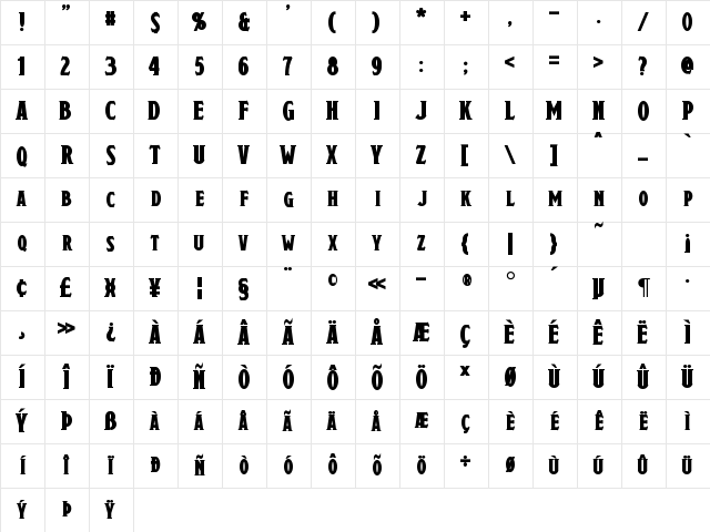 Draconis Bold Character Map Draconis Bold Character Map