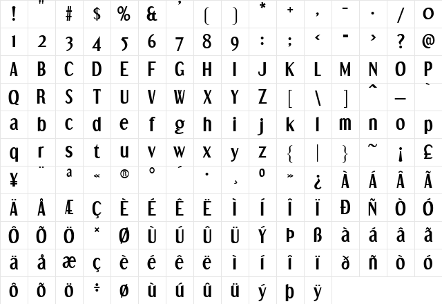 Dream Orphans Bold Character Map