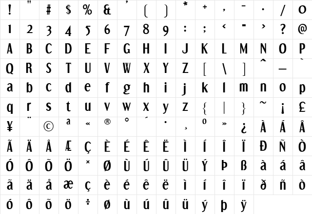 Dream Orphans Bold Character Map