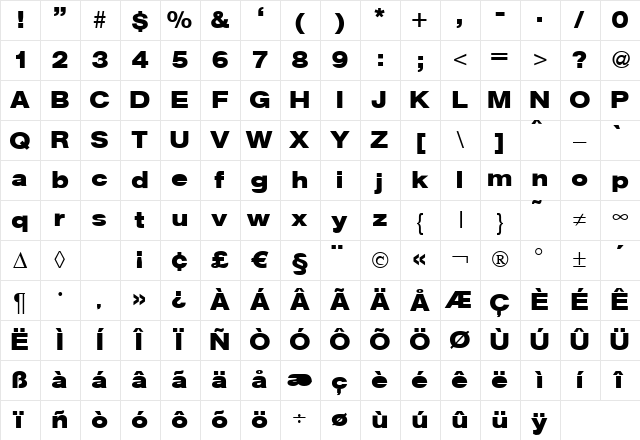 AtkinsExtended Bold Character Map