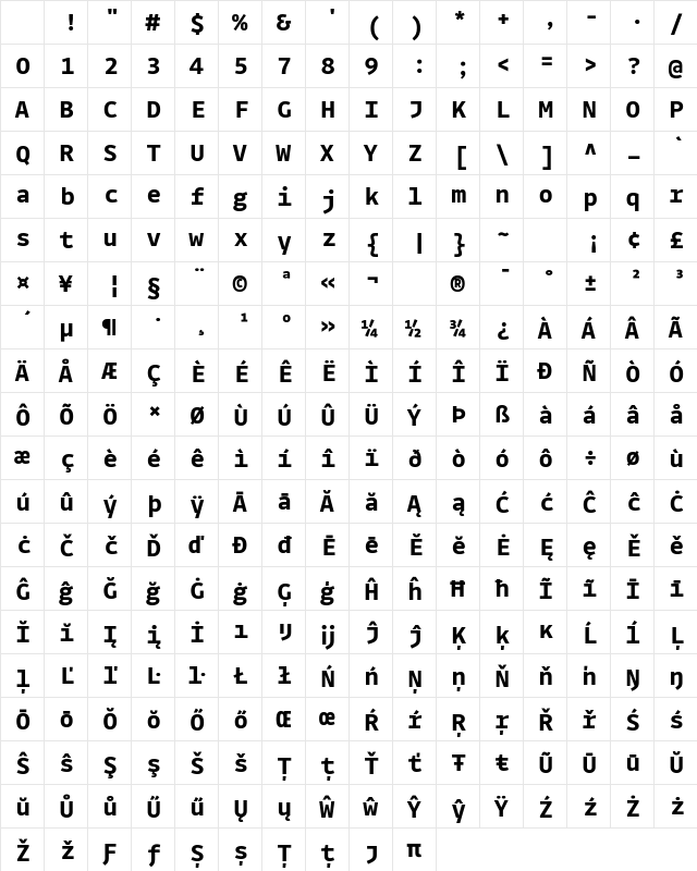 Drive Mono Bold Character Map Drive Mono Bold Character Map