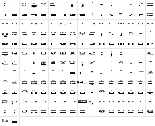 Drive Scanlines Regular Character Map Drive Scanlines Regular Character Map
