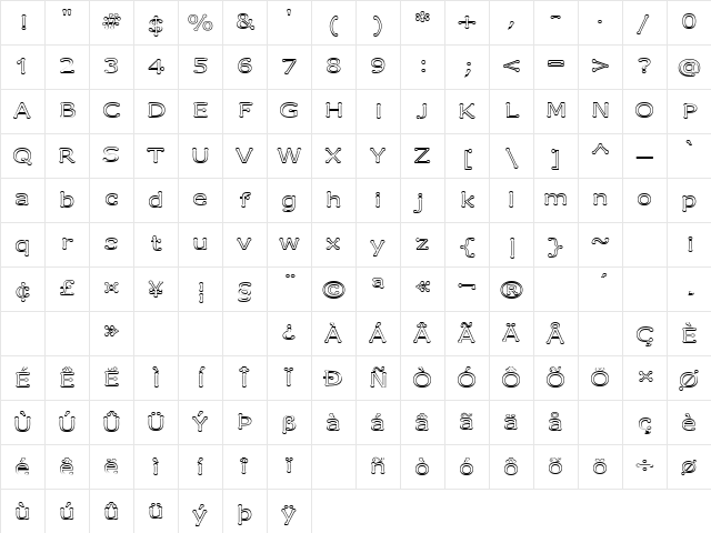 Drummon Outline Character Map