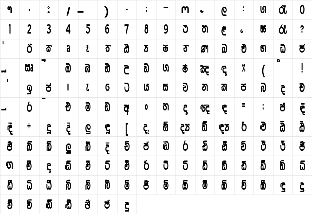 DS-Dilki. Plain. Character Map
