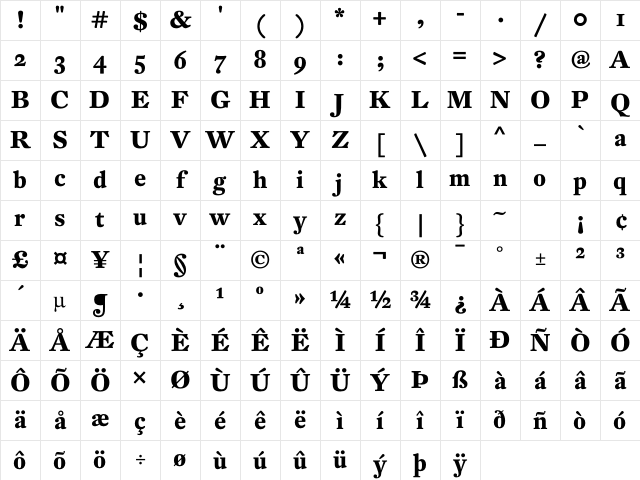 DTL Fleischmann ST Bold Character Map