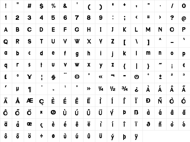 Dubble Stuff Condensed Regular Character Map Dubble Stuff Condensed Regular Character Map