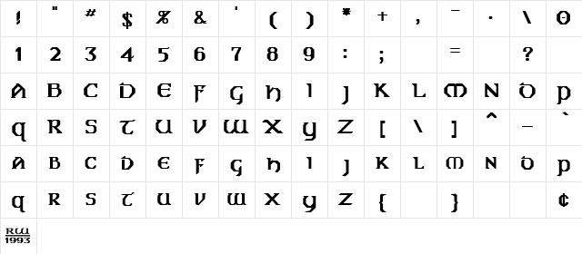 Dublin Bold Character Map