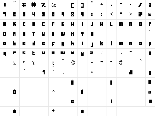 Duck-esa Regular Character Map