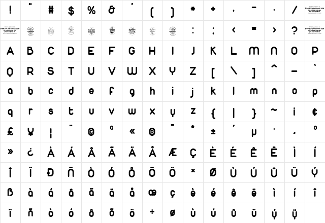 Duepuntozero Bold Character Map