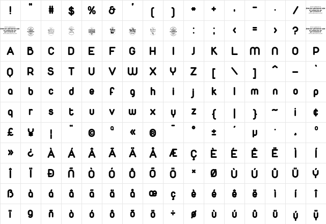 Duepuntozero Extra Bold Character Map