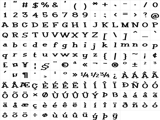 Dunkel Meister Extra-expanded Bold Character Map