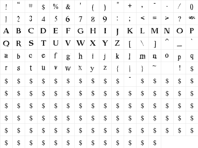 Dust Serif Regular Character Map Dust Serif Regular Character Map