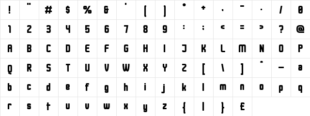 Duster AB Thick Character Map