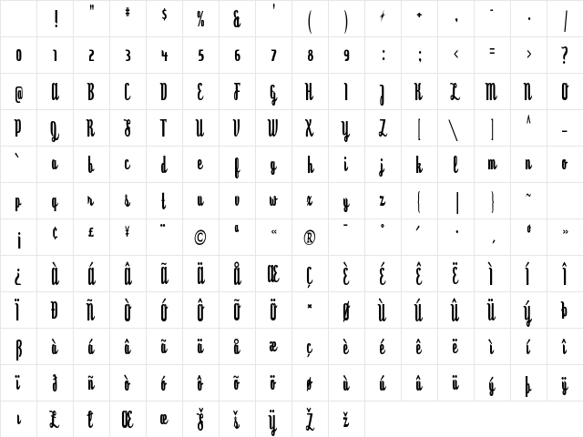 Dyspepsia Regular Character Map Dyspepsia Regular Character Map