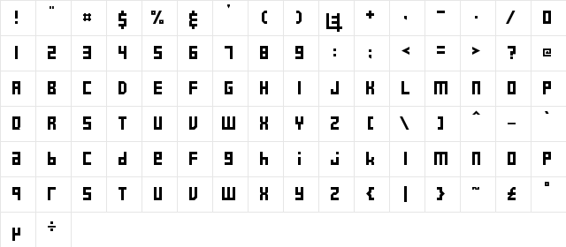 E4 2017 Regular Character Map