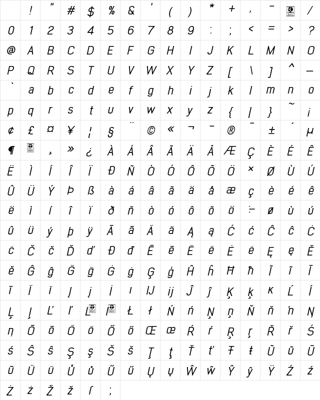 Early Times Demo Italic Character Map Early Times Demo Italic Character Map