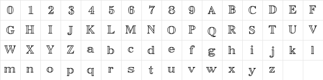 EasyOpenFace Regular Character Map