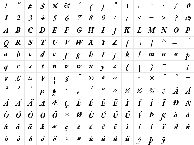 EB Garamond Bold Italic Character Map EB Garamond Bold Italic Character Map