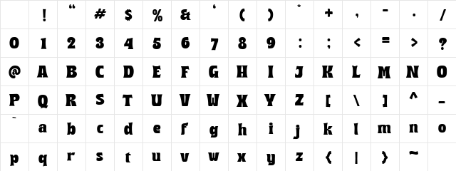 Melody Break Demo Regular Character Map