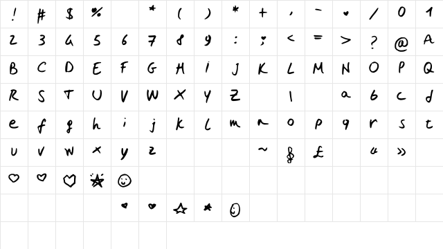 EbrinnasCandy Medium Character Map