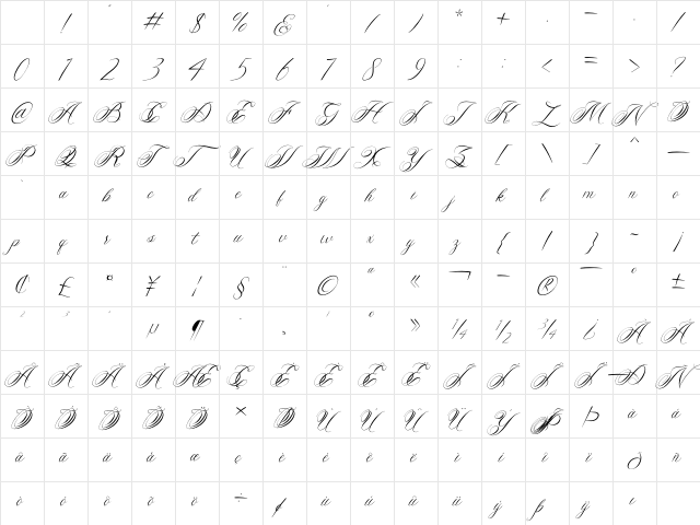 Melody of Love Regular Character Map