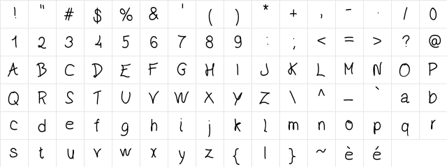 Ecriture Medium Character Map