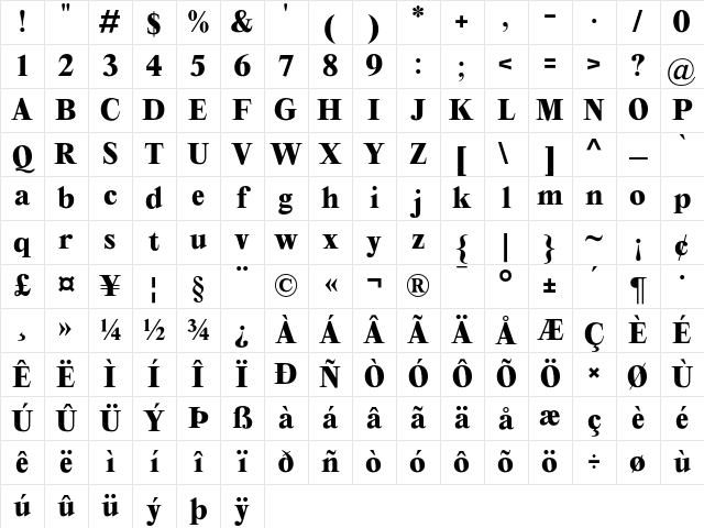 Editorial New Ultrabold Character Map