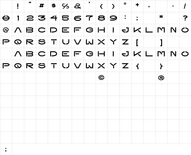 EE-Ceres Regular Character Map EE-Ceres Regular Character Map